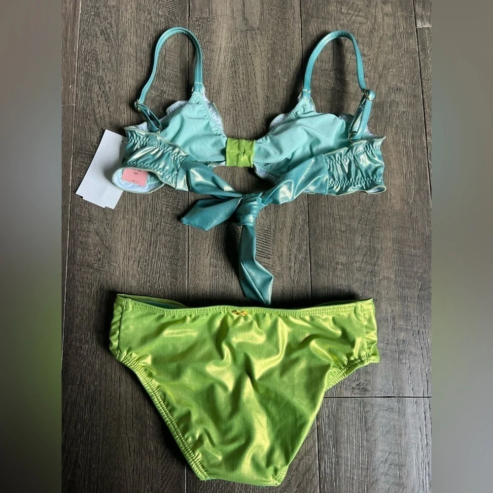 PQ Swim Atlantic Serena Kids Bikini Set - Green and Yellow Sz 8 88$